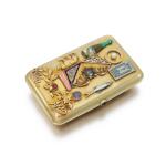 A Fabergé jewelled gold and enamel cigarette case, Moscow, 1908-1917