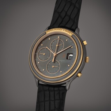 View full screen - View 1 of Lot 39. Huitième Chronograph Tantalum, Reference 25644TR.00.A002 | A tantalum and pink gold chronograph wristwatch with date | Circa 1990.