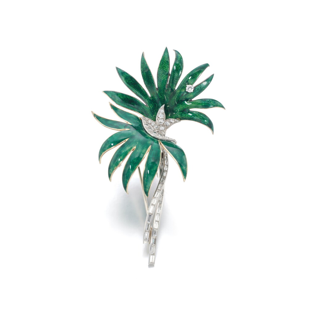 View full screen - View 1 of Lot 12. Enamel and diamond brooch.