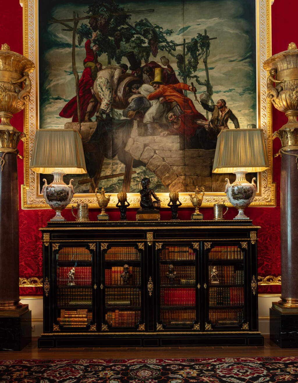 View full screen - View 1 of Lot 62. A pair of French gilt-bronze mounted ebonised pearwood bibliothèques, circa 1853-1861, signed Jeanselme.