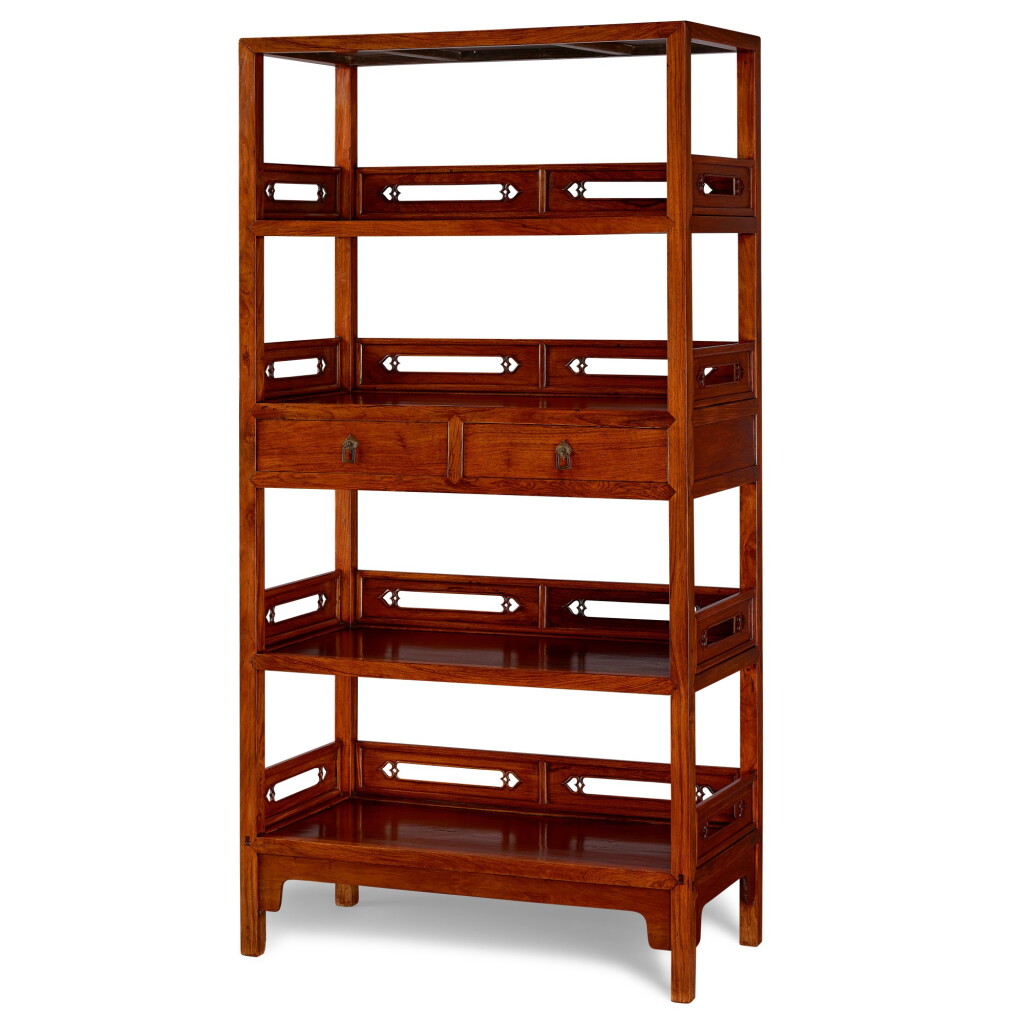 View full screen - View 1 of Lot 528. A HUANGHUALI FOUR-SHELF BOOKCASE, SHUGE | 黃花梨書格 .