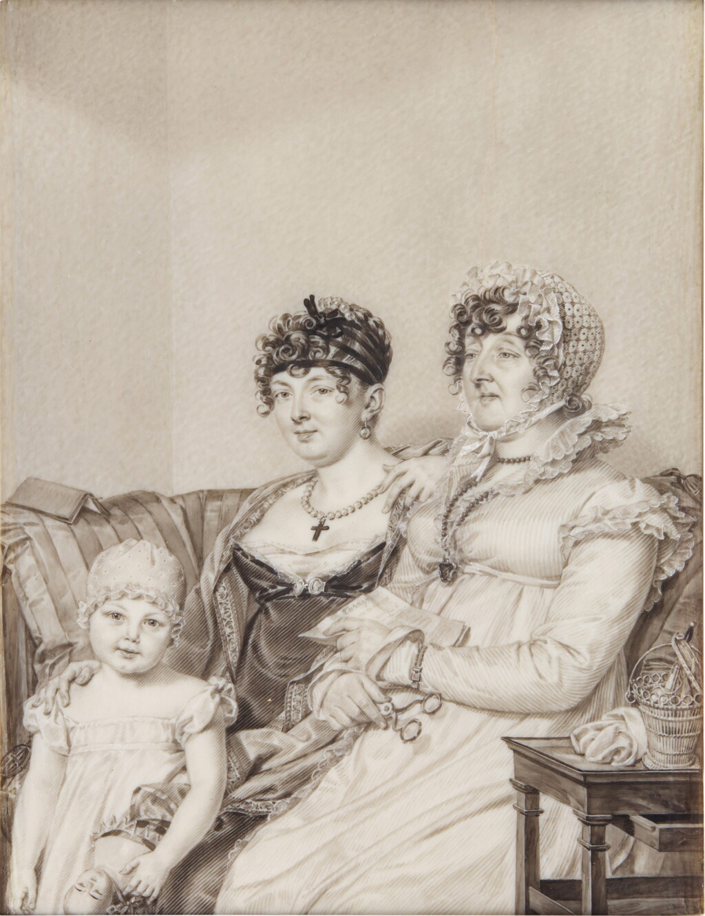 全萤幕检视 - 查看251JEAN-JACQUES KARPFF, CALLED CASIMIR | A GROUP PORTRAIT OF THE COUNTESS OF MONTMARIE, WITH HER MOTHER AND DAUGHTER, CIRCA 1805的1