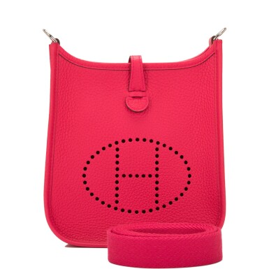 View full screen - View 1 of Lot 43. Hermès Rose Extreme Clemence Evelyne TPM.