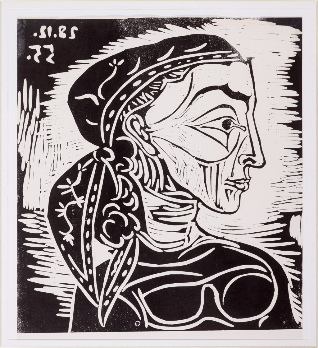 View full screen - View 1 of Lot 157. PABLO PICASSO | PROFIL DE JACQUELINE AU FOULARD (BA. 1033).