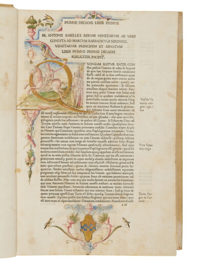 View full screen - View 1 of Lot 81. Sabellico, Decades rerum Venetarum, Venice, 1487, illuminated by the Master of the Pico Pliny .