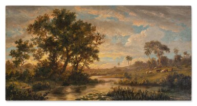 View full screen - View 1 of Lot 47. Paisaje con vacas.