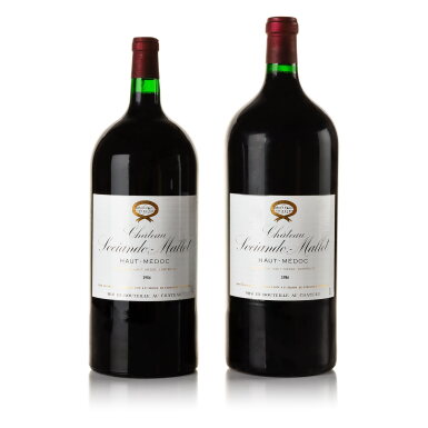 View full screen - View 1 of Lot 215. Château Sociando Mallet 1986 (1 JM50, 1 IMP).