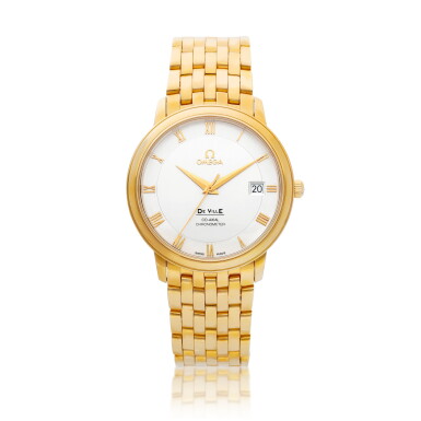 View full screen - View 1 of Lot 8225. De Ville | A pink gold wristwatch with date and bracelet, Circa 2000 | 歐米茄 | 碟飛系列 | 粉紅金鏈帶腕錶,備日期顯示,約2000年製.
