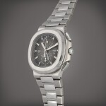 Nautilus, Reference 5990/1A-001 | A stainless steel dual time zone flyback chronograph wristwatch with date, dual day/night indication and bracelet | Circa 2016