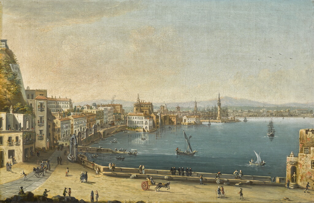 View full screen - View 1 of Lot 147. PIETRO ANTONIANI | Naples, a view of the Strada di Santa Lucia, from Pizzofalcone to the Ponte della Maddalena.