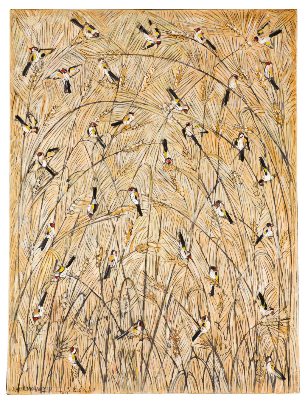 View full screen - View 1 of Lot 88. JAMIL MOLAEB | BIRDS ON WHEAT.