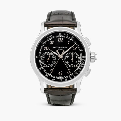 View full screen - View 1 of Lot 2408. Reference 5370P | A platinum split seconds chronograph wristwatch with black enamel dial, Circa 2019.