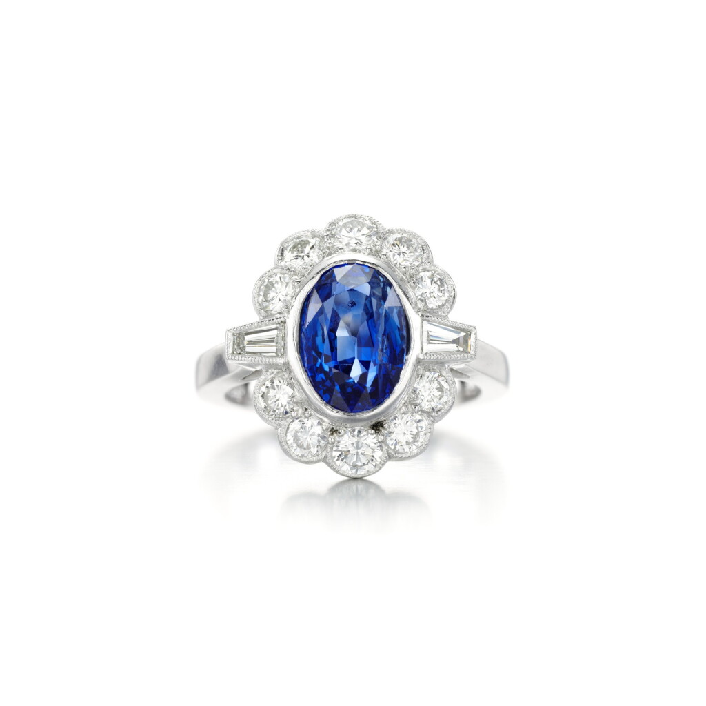 View full screen - View 1 of Lot 68. Sapphire and diamond ring.