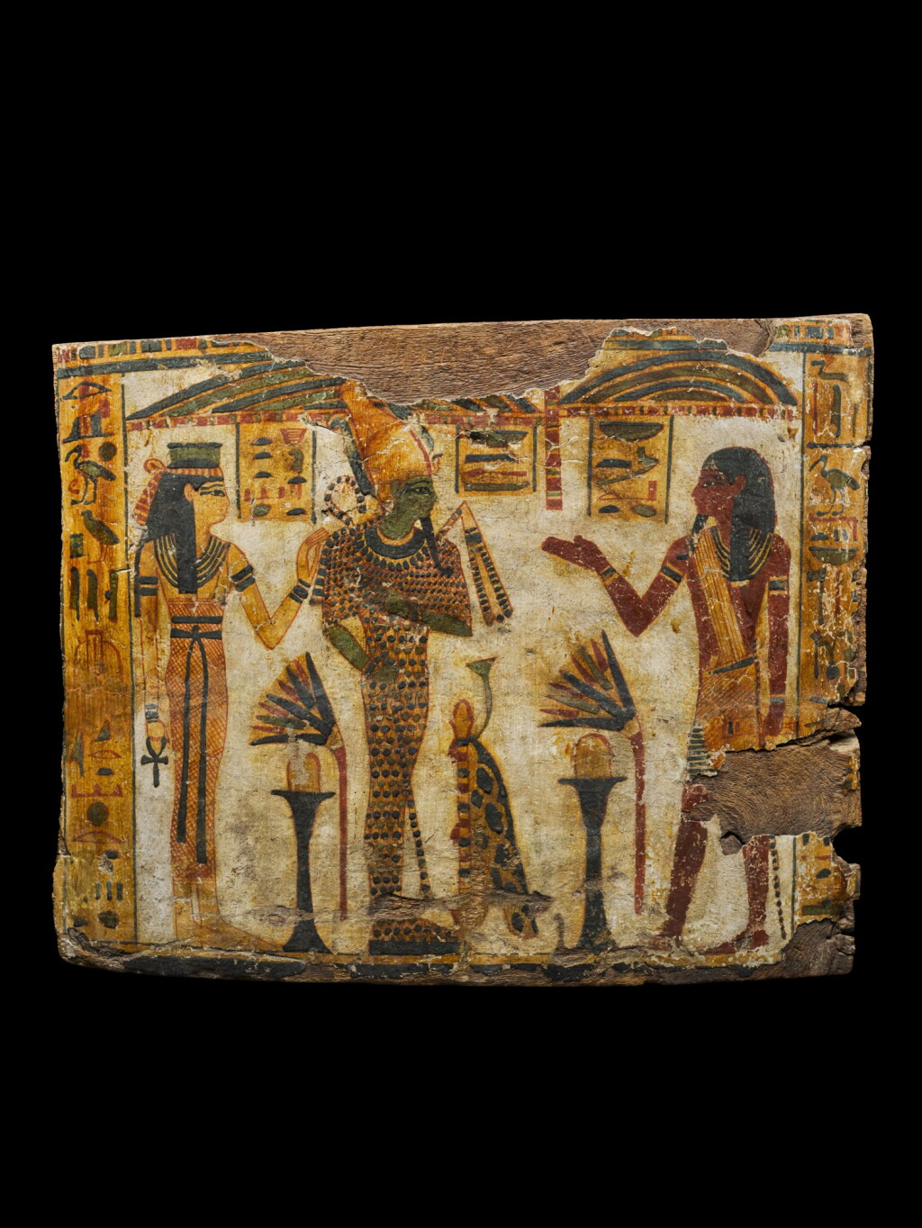 View full screen - View 1 of Lot 40. An Egyptian Polychrome Wood Coffin Panel, 21st/22nd Dynasty, 1075-716 B.C..