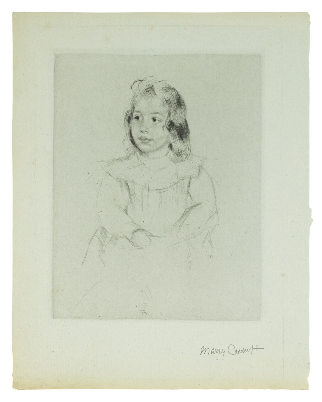 View full screen - View 1 of Lot 10. MARY CASSATT | SIMONE WITH CLASPED HANDS LOOKING LEFT (BREESKIN 190).