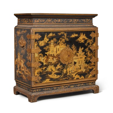 View full screen - View 1 of Lot 219. A Chinese Export Gilt and Black Lacquer Cabinet, First Half 19th Century.