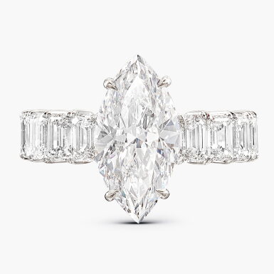 View full screen - View 1 of Lot 1751. Diamond Ring | 4.02克拉 欖尖形 D色 內部無瑕 鑽石戒指.