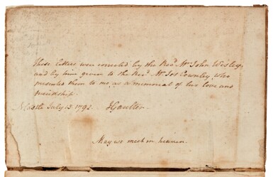 View full screen - View 1 of Lot 184. John Wesley–Methodism | book of fair copies of 52 letters, mostly unpublished, mostly autograph, 1742-1747.