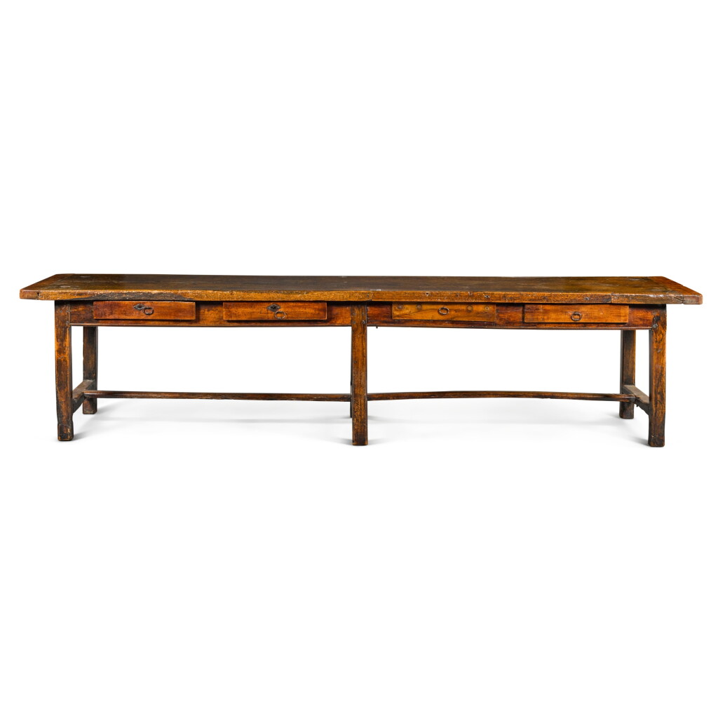 View full screen - View 1 of Lot 109. A large French single plank oak refectory table, 18th century and later.