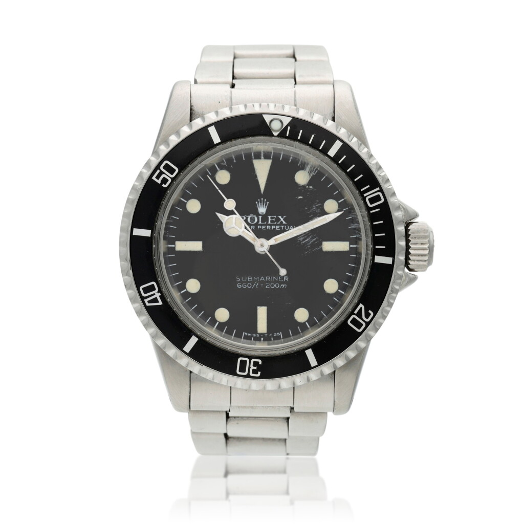 View full screen - View 1 of Lot 12. Reference 5513 Submariner, A stainless steel wristwatch with date and bracelet, Circa 1982.