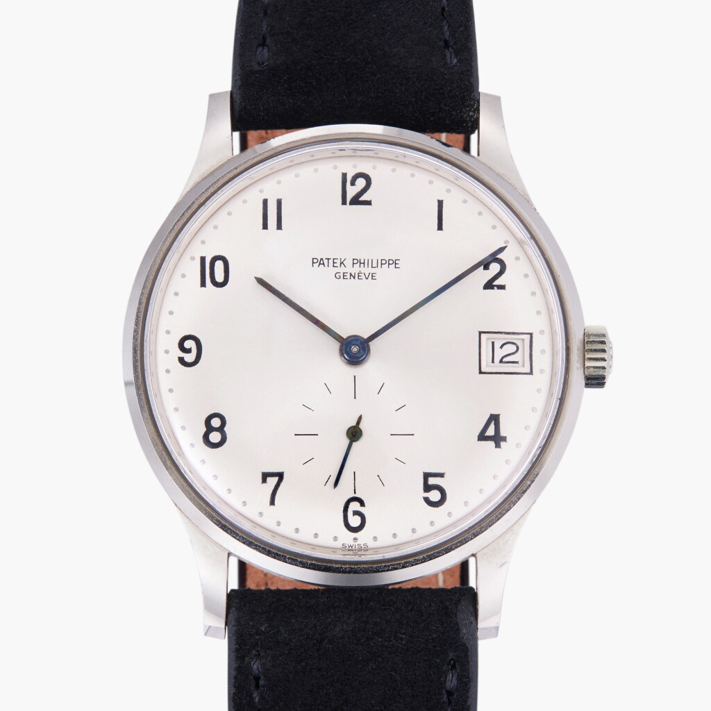 View full screen - View 1 of Lot 136. Calatrava 'Small Mono-Date', Reference 3514G | A white gold wristwatch with date | Circa 1967.
