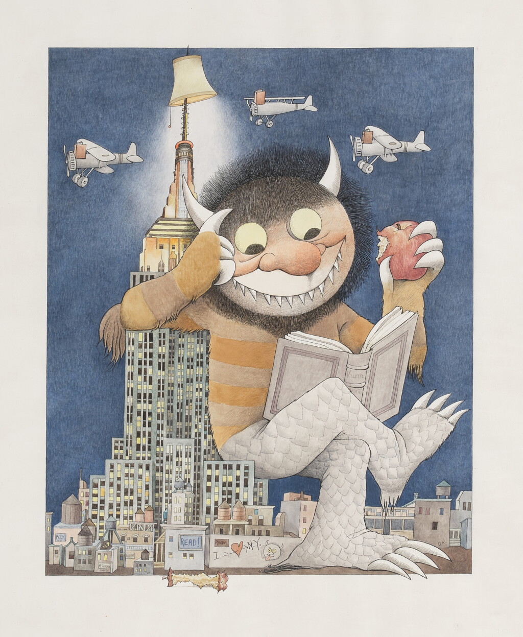 View full screen - View 1 of Lot 1092. Sendak, Maurice | Original artwork for the inaugural "New York is Book Country" poster, 1979 .
