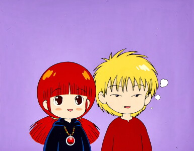 View full screen - View 1 of Lot 98. Kukuri and Nike Animation Cel with Douga | 歌莉與仁傑賽璐璐,附線稿.