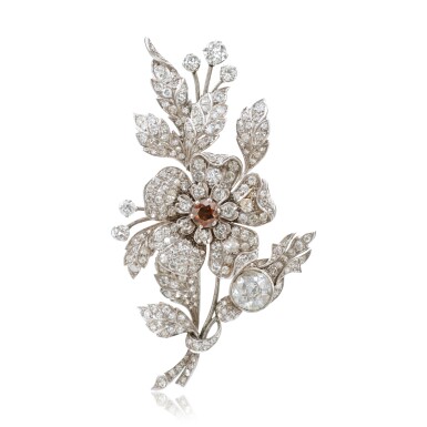 View full screen - View 1 of Lot 815. Coloured Diamond and Diamond Brooch.