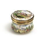 A Vienna (Du Paquier) porcelain snuff box with gold mounts, circa 1735-40