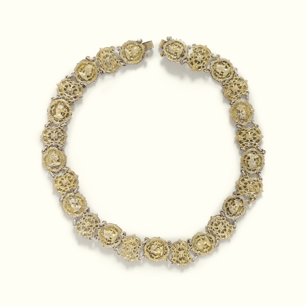View full screen - View 1 of Lot 31. A GERMAN SILVER-GILT CHAIN, PROBABLY LATER USED AS A MARRIAGE BELT, MAKER'S MARK EH CONJOINED, PROBABLY FOR EUSTACHIUS HOHMAN OF NUREMBERG, CIRCA 1600.