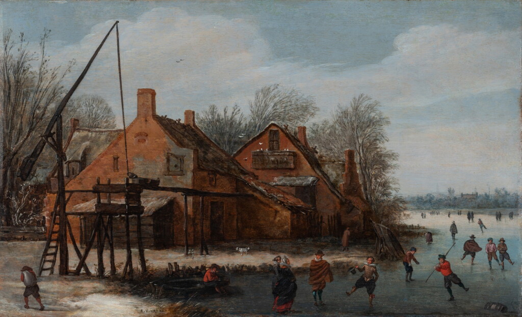 View full screen - View 1 of Lot 129. Winter landscape with skaters.