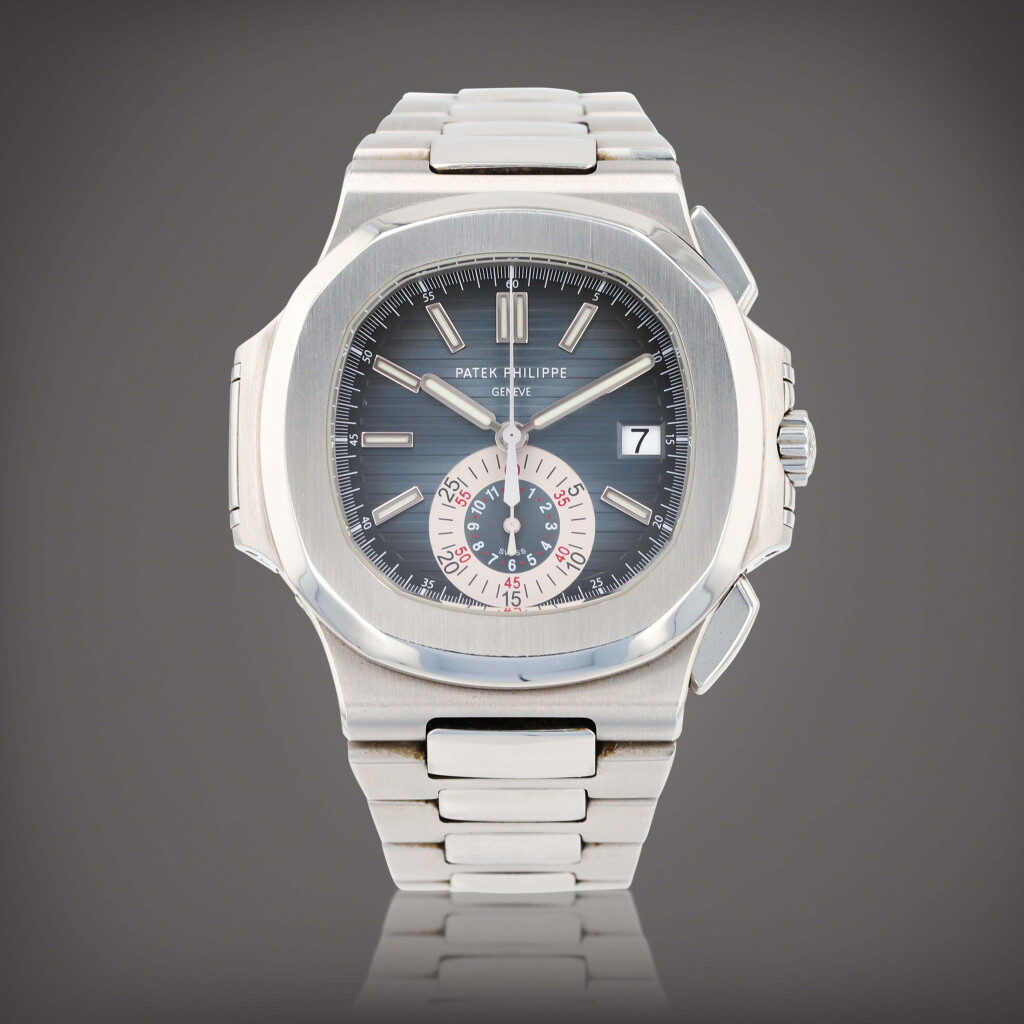 全螢幕檢視 - 查看105'Geneva Seal' Nautilus, reference 5980/1A-001 Montre bracelet en acier avec chronographe et date | Stainless steel chronograph wristwatch with date and bracelet Vers 2007 | Circa 2007的1