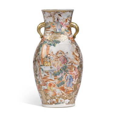 View full screen - View 1 of Lot 234. A Large Chinese Export Famille-Rose 'Figural' Baluster Vase, Qing Dynasty, Qianlong Period, Circa 1775 | 清乾隆 約1775年 粉彩描金地人物圖雙耳瓶.