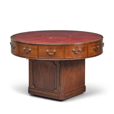 View full screen - View 1 of Lot 45. A George III mahogany 'rent' drum table, circa 1770.