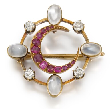 View full screen - View 1 of Lot 63. A jewelled gold brooch, Moscow, early 20th century.