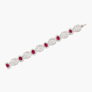 View full screen - View 1 of Lot 1681. Ruby and Diamond Bracelet | 卡地亞 | 紅寶石 配 鑽石 手鏈.