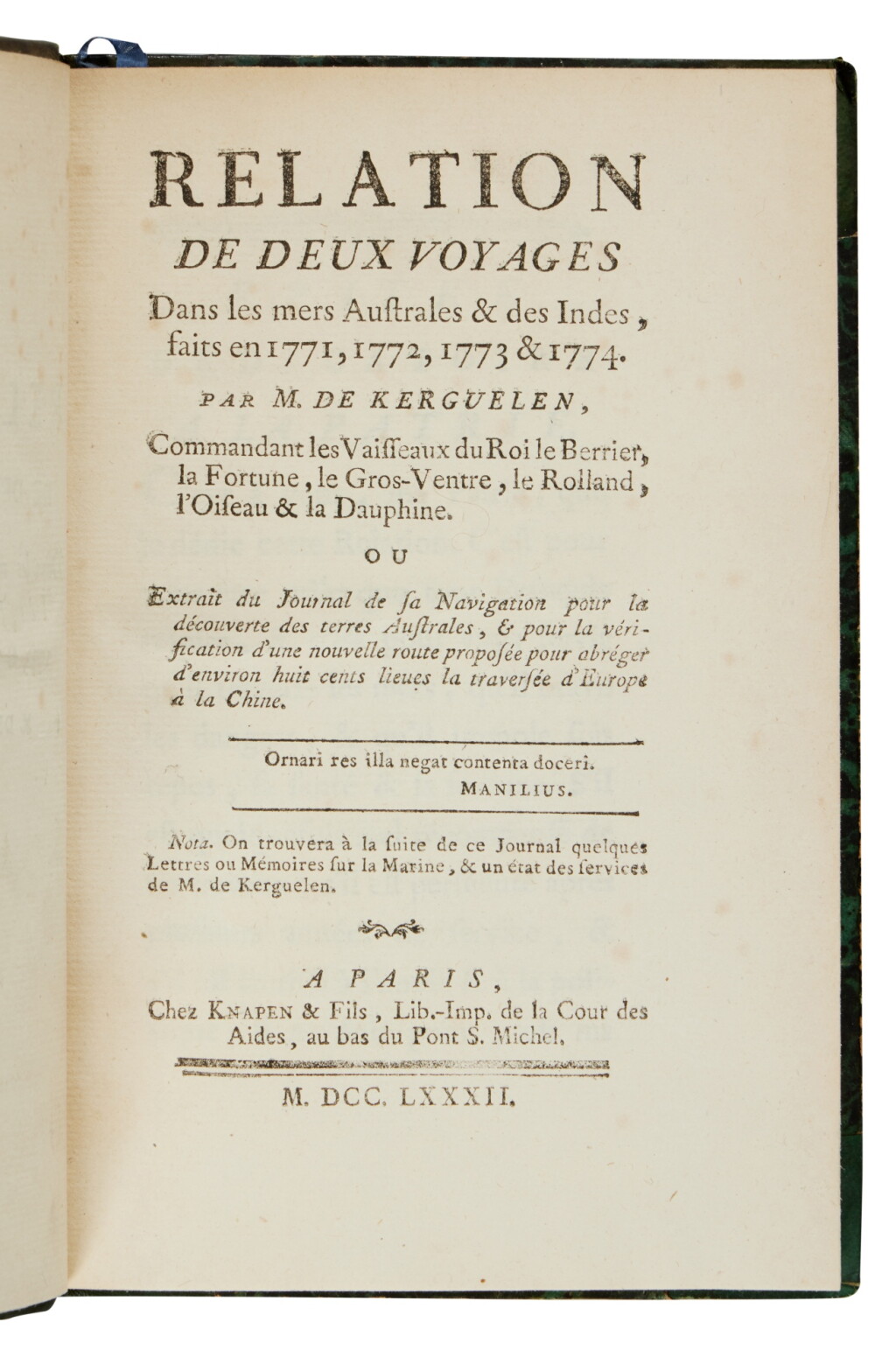 View full screen - View 1 of Lot 162. Kerguelen Tremarec, Yves-Joseph de | A suppressed account of the first French landing in Australia.