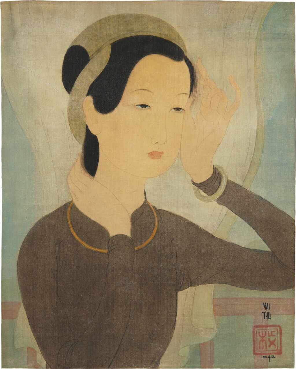 View full screen - View 1 of Lot 775. Mai Trung Thu 枚中栨 (梅忠恕) | Portrait of a lady 女子肖像.