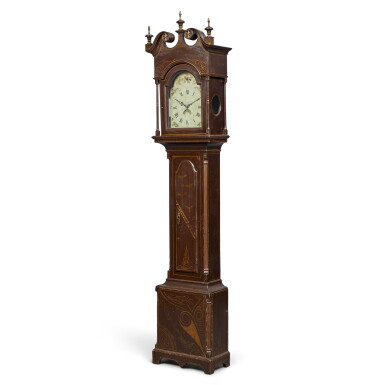 View full screen - View 1 of Lot 53. Chippendale Carved and Brown Paint-Decorated Tall-Case Clock, John George Weiss (1758-1811), Bethlehem, Northampton County, Pennsylvania, Circa 1800.