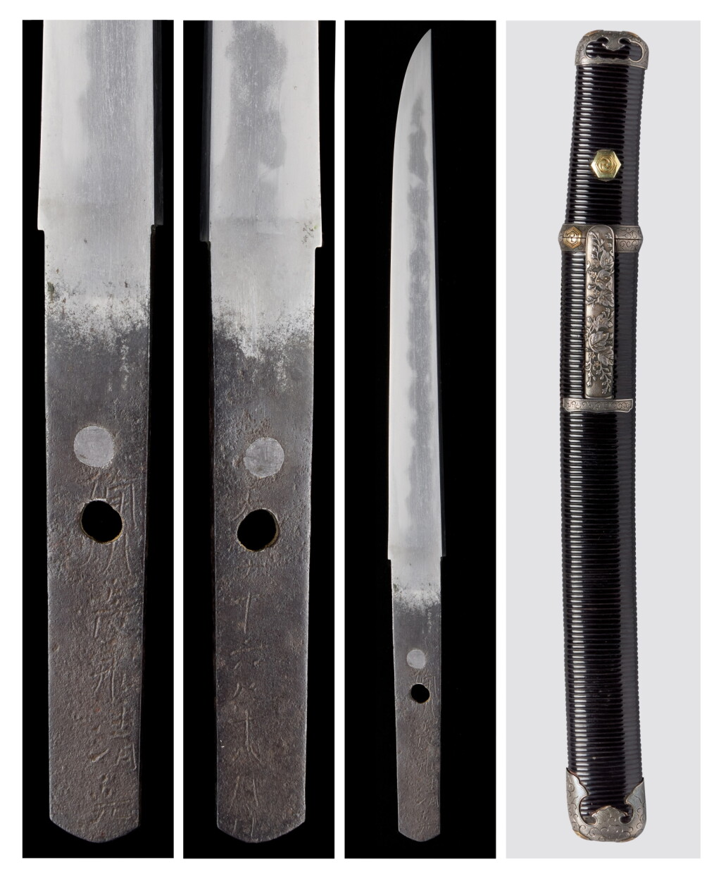 View full screen - View 1 of Lot 716. A tanto | Signed Bizen Osafune Kiyomitsu | Muromachi period, dated Tenbun jurokunen hachigatsu hi (a day in the 8th month 1547) .
