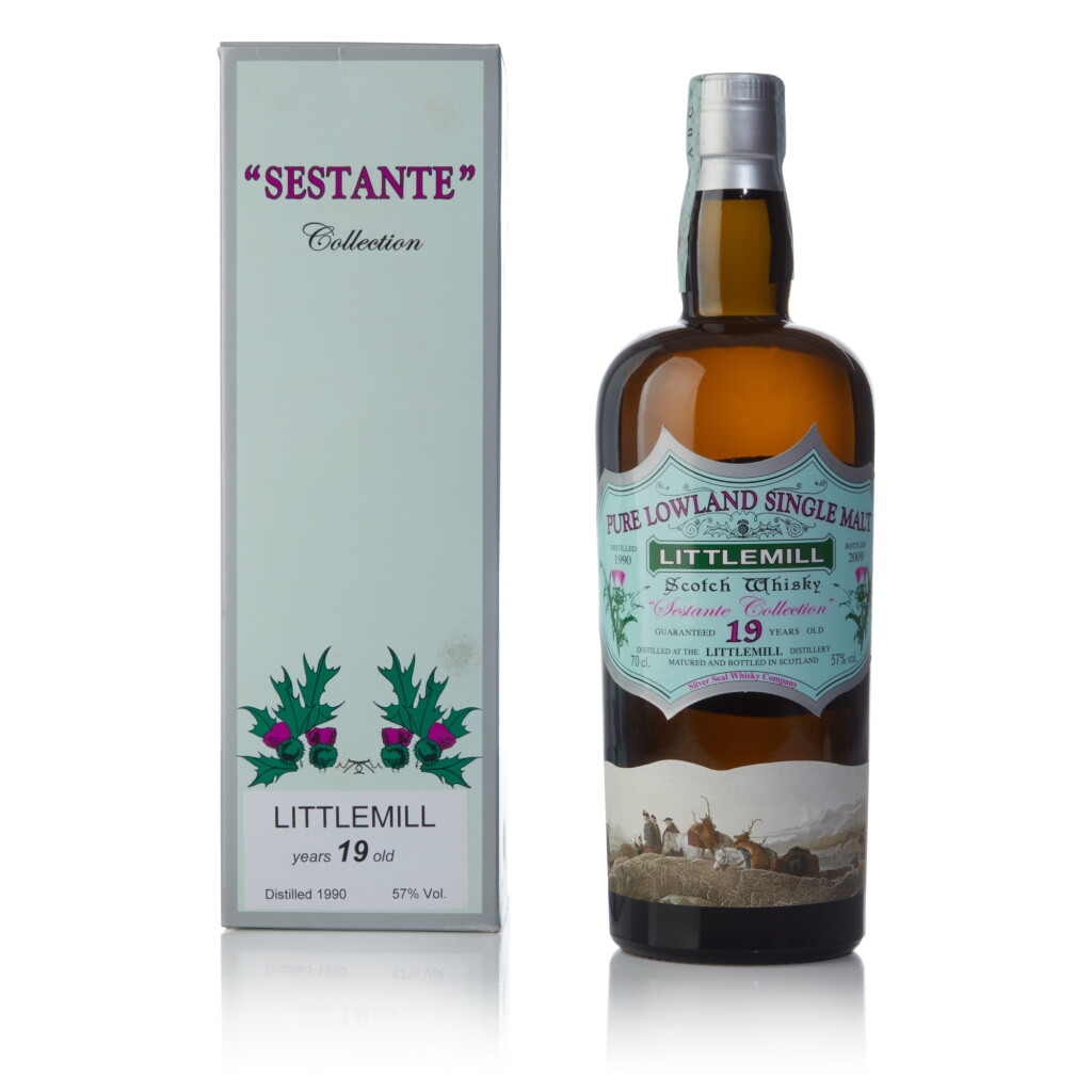 View full screen - View 1 of Lot 216. Littlemill Silver Seal Sestante Collection 19 Year Old 57.0 abv 1990 (1 BT 70cl).