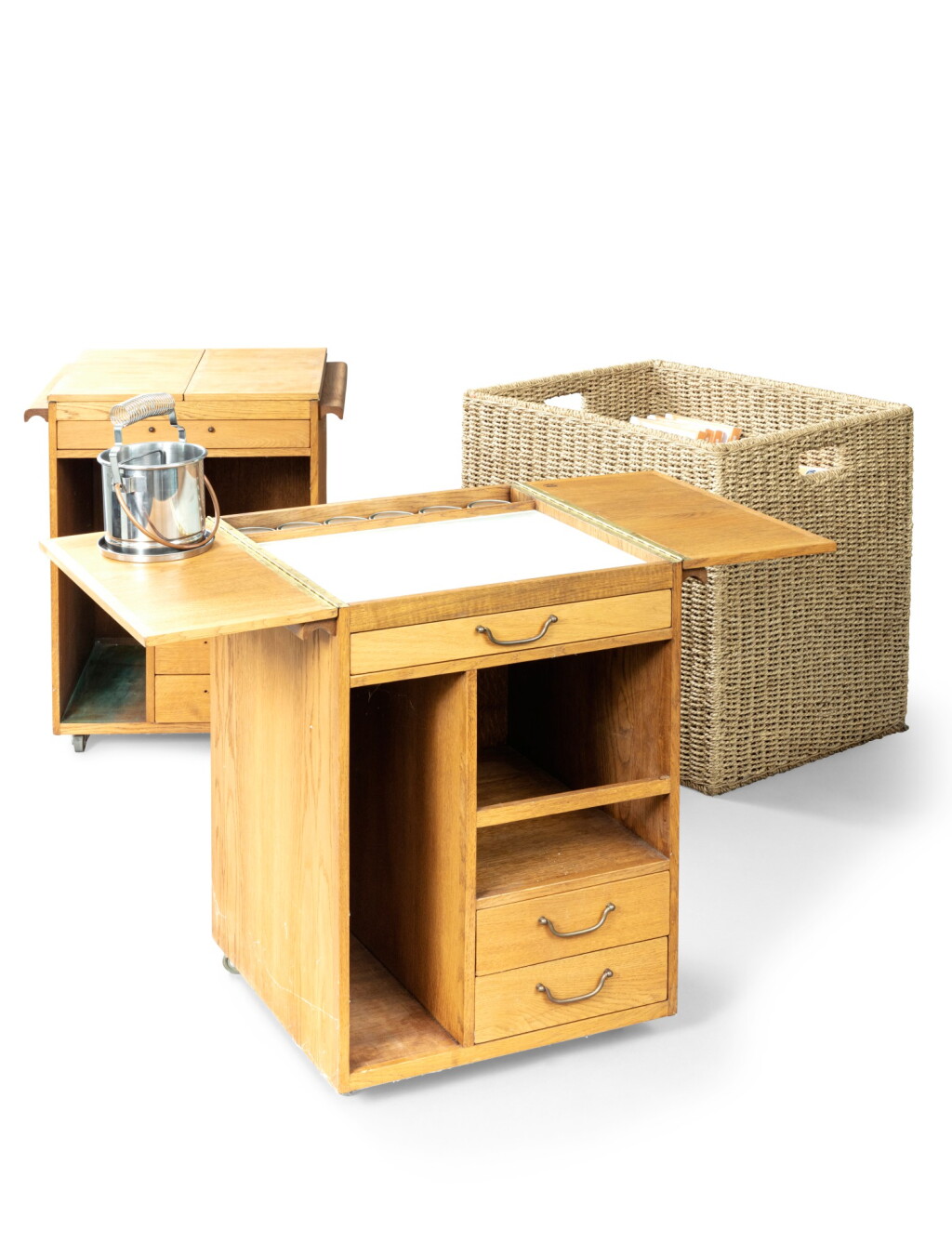 View full screen - View 1 of Lot 1119. Sennelier, Paris A pair of oak drawing tables, modern | Sennelier, Paris Paire de meubles à dessin en chêne, travail moderne.