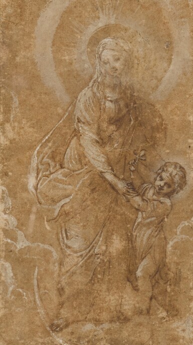 View full screen - View 1 of Lot 191. The Madonna and Child standing on a crescent moon.
