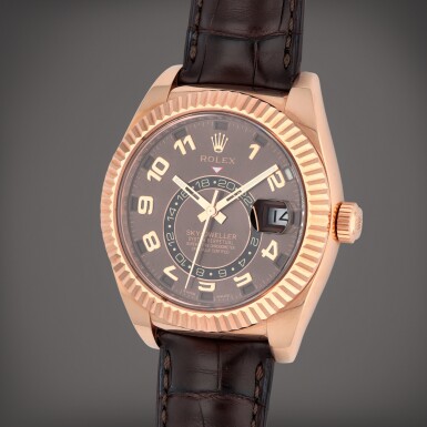 View full screen - View 1 of Lot 397. Sky-Dweller, Reference 326135 | A pink gold dual time zone annual calendar wristwatch | Circa 2015.
