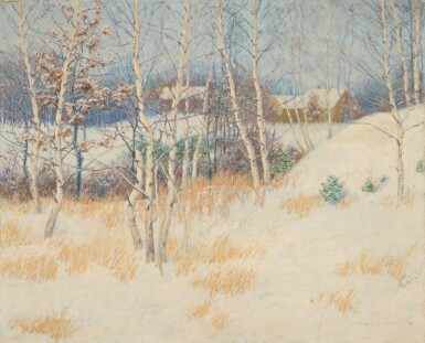 View full screen - View 1 of Lot 372. Stand of Birch Trees in Winter.