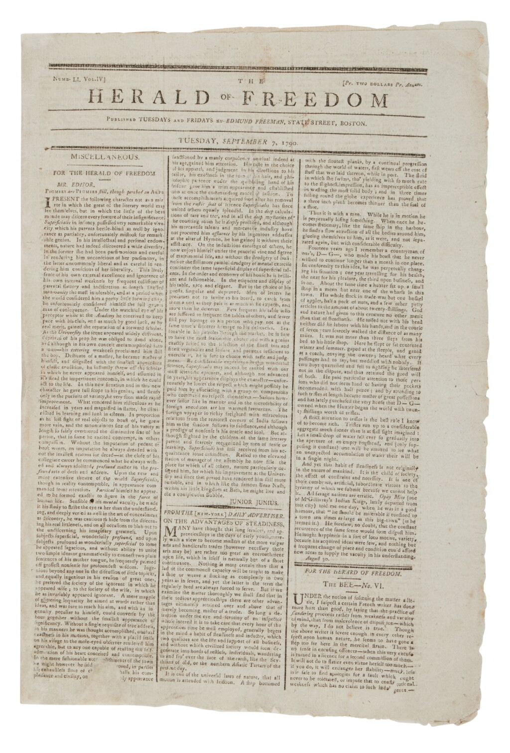 View full screen - View 1 of Lot 1305. George Washington | The first printing of George Washington's most explicit pronouncement on religious tolerance and one of the great pillars of American religious liberty.