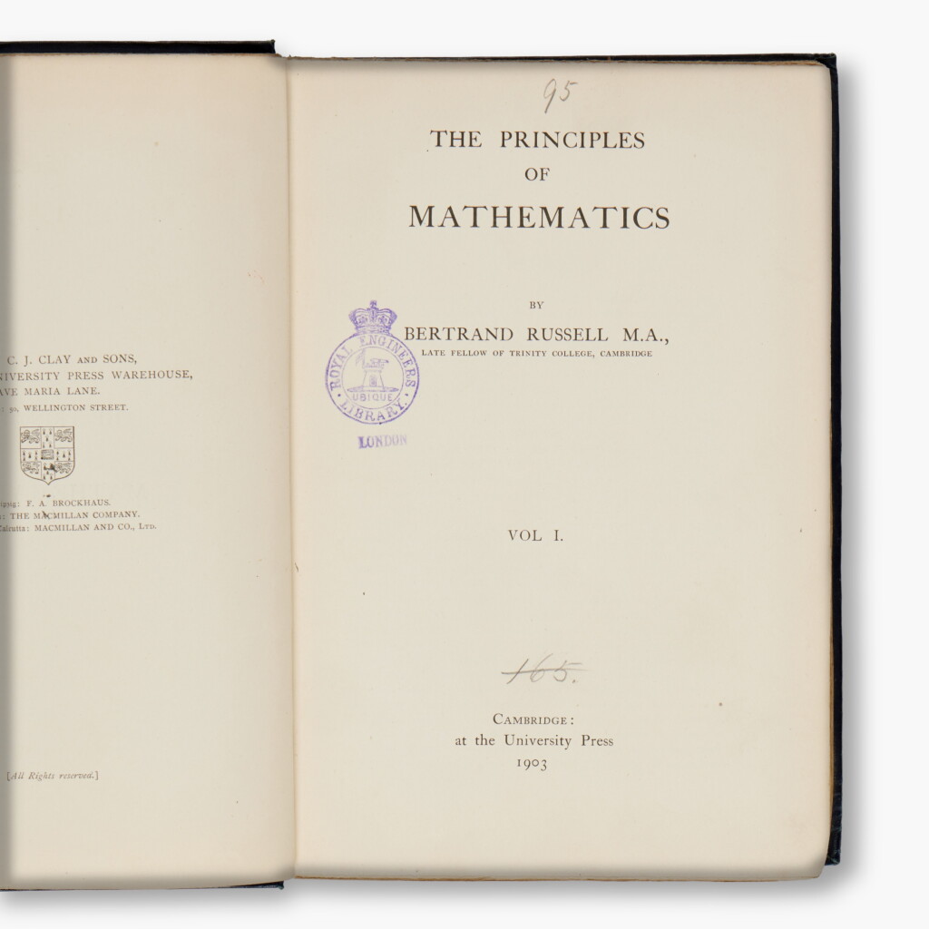 View full screen - View 1 of Lot 147. Russell, Bertrand | The principles of mathematics, Cambridge, 1903, first edition.