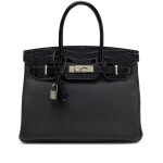 Black Togo and Shiny Niloticus Crocodile Touch Birkin 30 Palladium Hardware, 2019