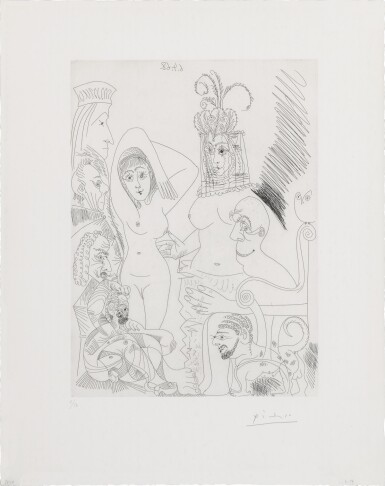 View full screen - View 1 of Lot 45. Homme barbu songeant à une scène des mille et une nuits (B. 1497; Ba. 1513).