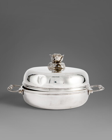 View full screen - View 1 of Lot 552. A Louis XV Silver Travelling Vegetable Dish and Cover, Pierre-Ignace Thiebaud II, Salins, 1775.
